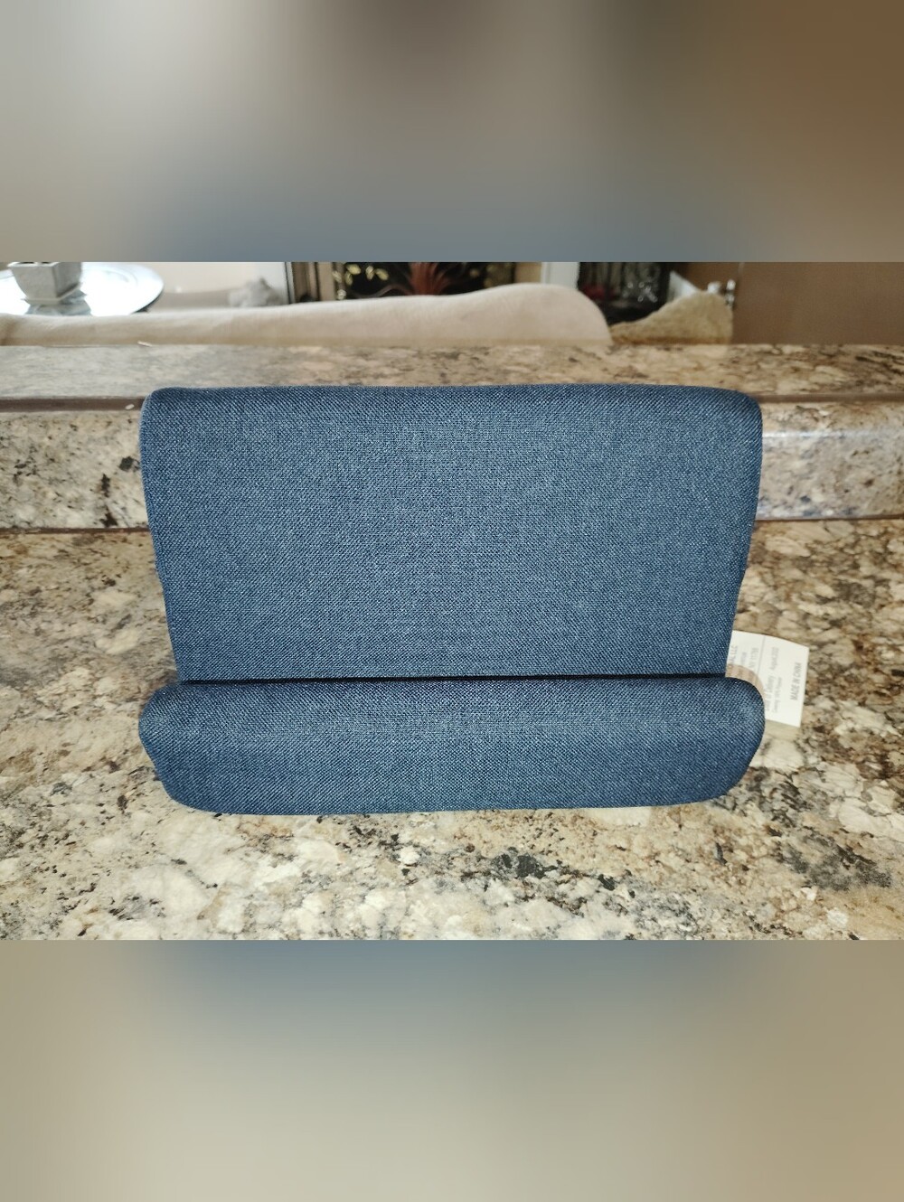 Blue Upholstered Back and Neck Support Cushion